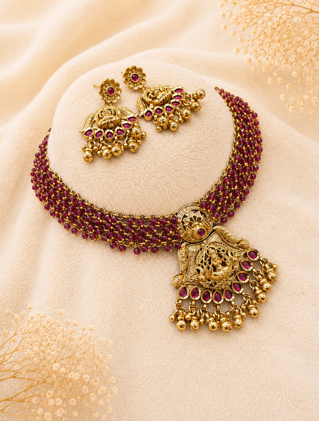 Heritage Ruby Aasmani Choker Set