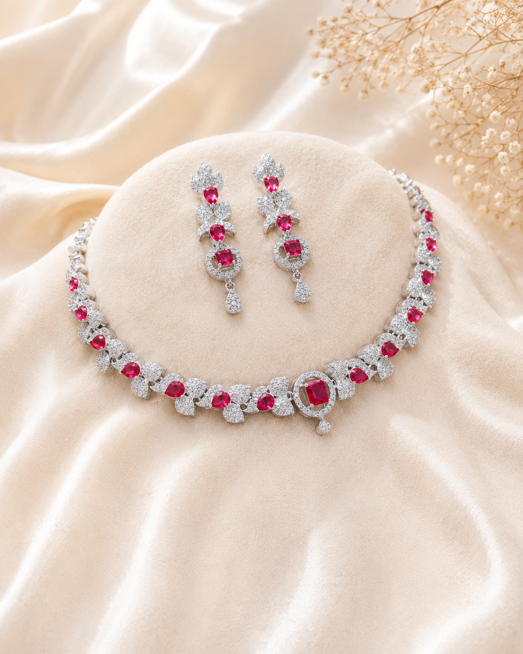 Ruby Blossom Grace Necklace Set