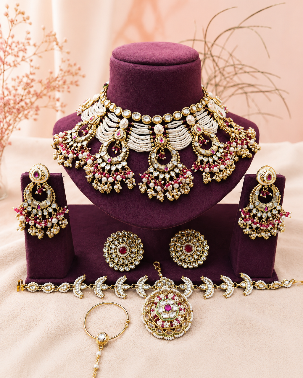 Royal Kundan Pearl Bridal Choker Set
