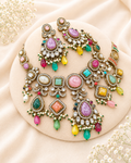 Pastel Multicolor Stone Statement Necklace Set