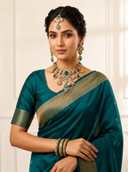 Emerald Center Stone Designer Necklace Set