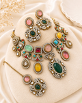 Emerald Floral Statement Necklace Set