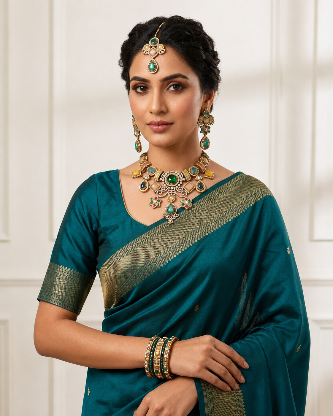 Emerald Crystal Designer Necklace Set