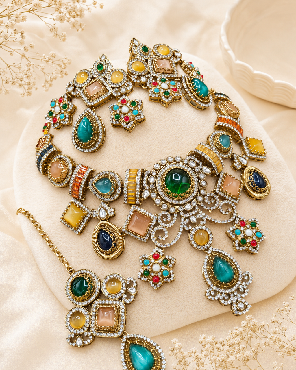 Emerald Crystal Designer Necklace Set