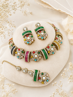 Multicolor Crystal Floral Necklace Set