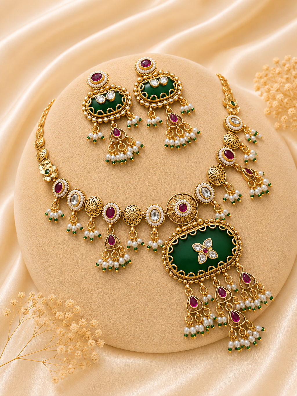 Royal Champagne Stone Necklace Set