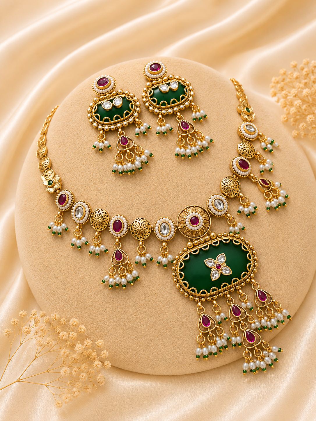 Royal Champagne Stone Necklace Set