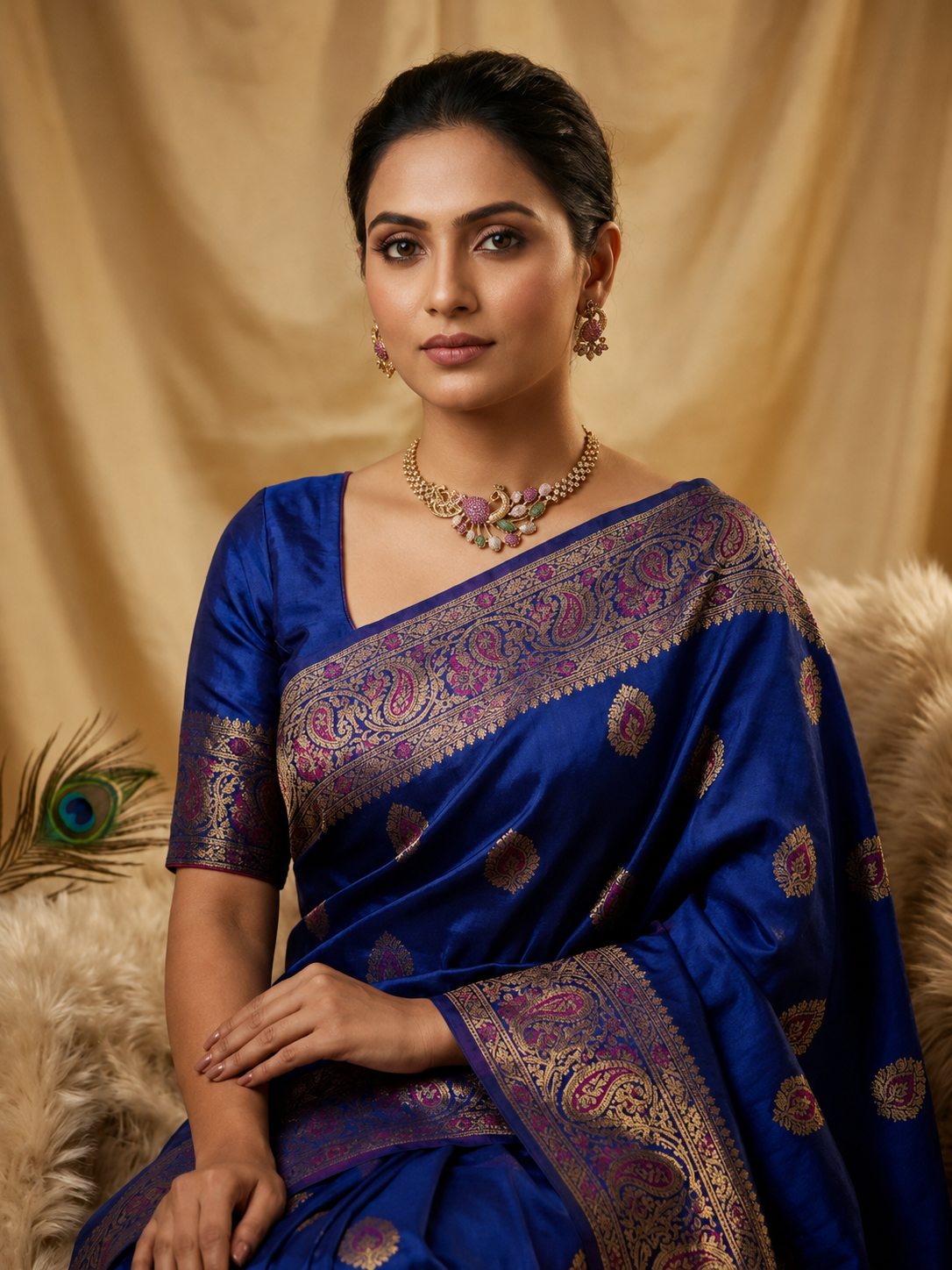 Royal Peacock Multi-Stone Gold Set