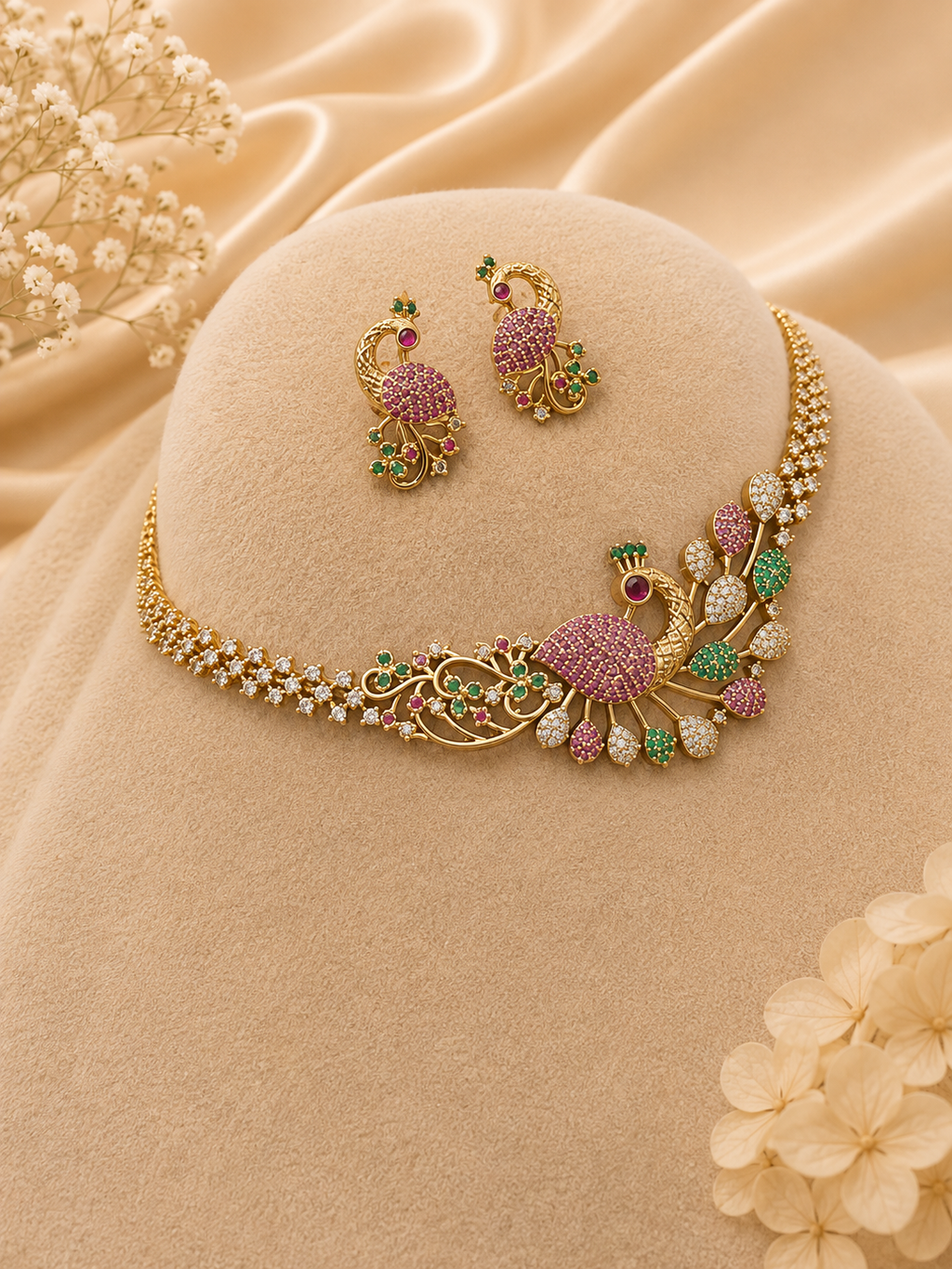 Royal Peacock Multi-Stone Gold Set