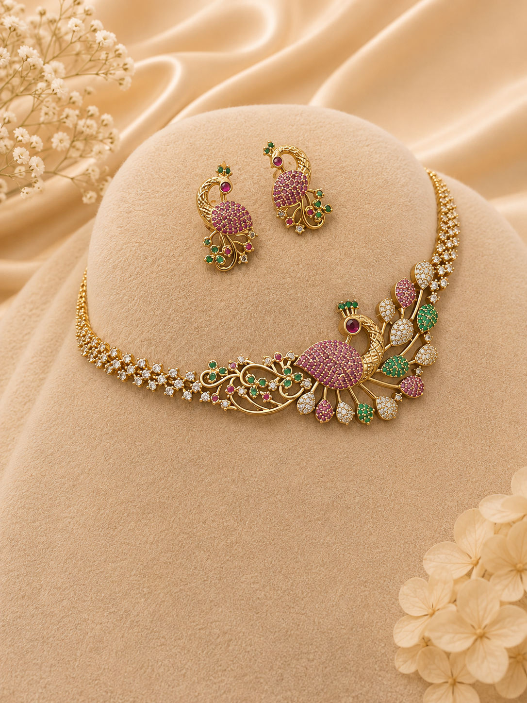 Royal Peacock Multi-Stone Gold Set