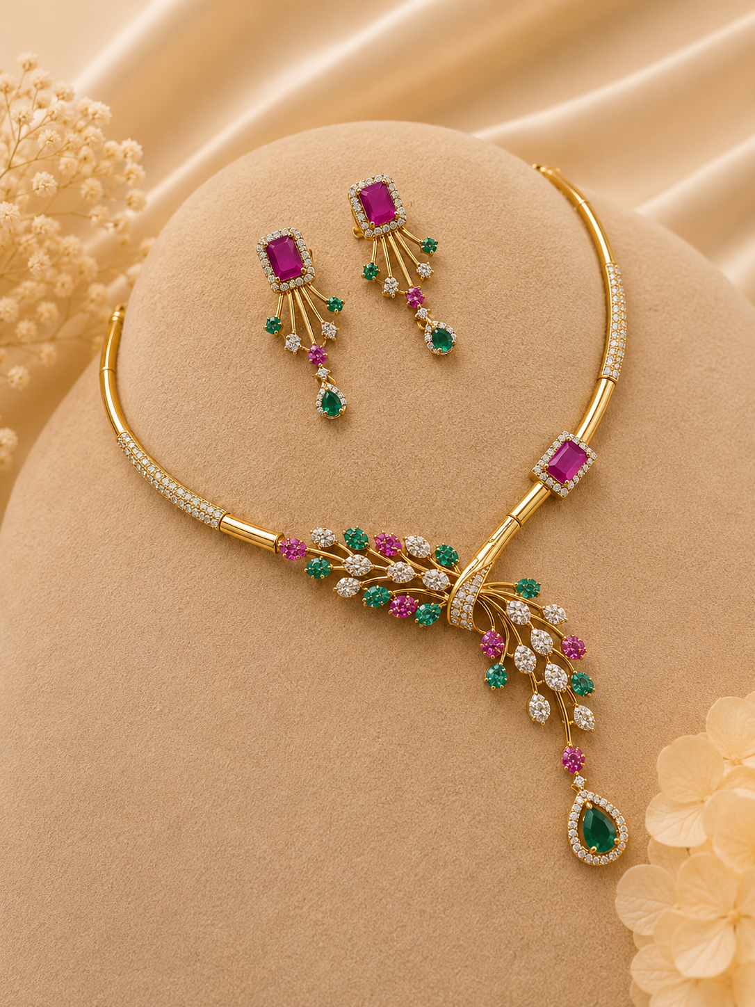 Ruby Emerald Bloom Set
