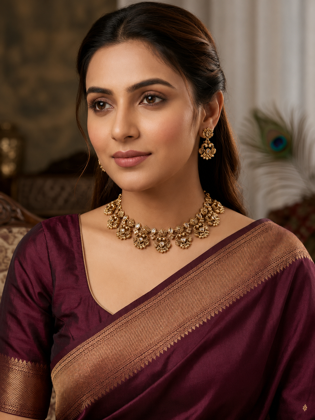 Golden Pearl Necklace Set