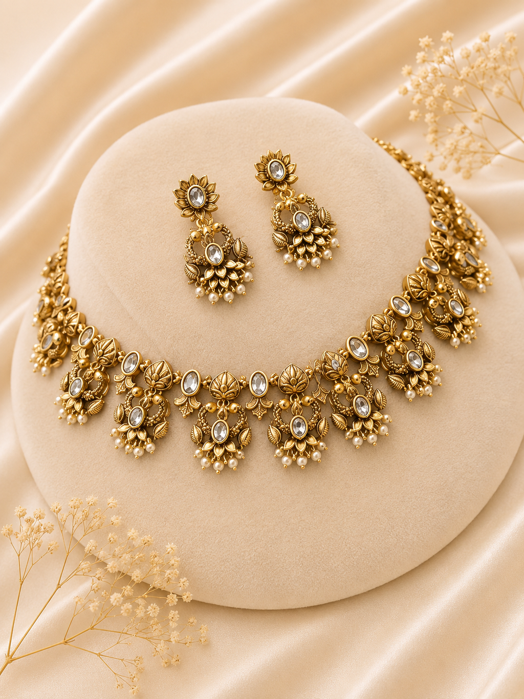 Golden Pearl Necklace Set