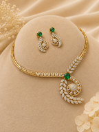 Emerald Leaf Pendant Set