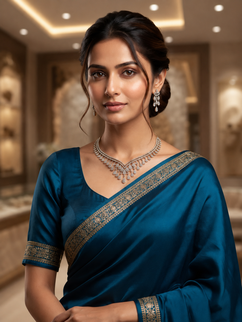 Diamond Cascade Necklace Set