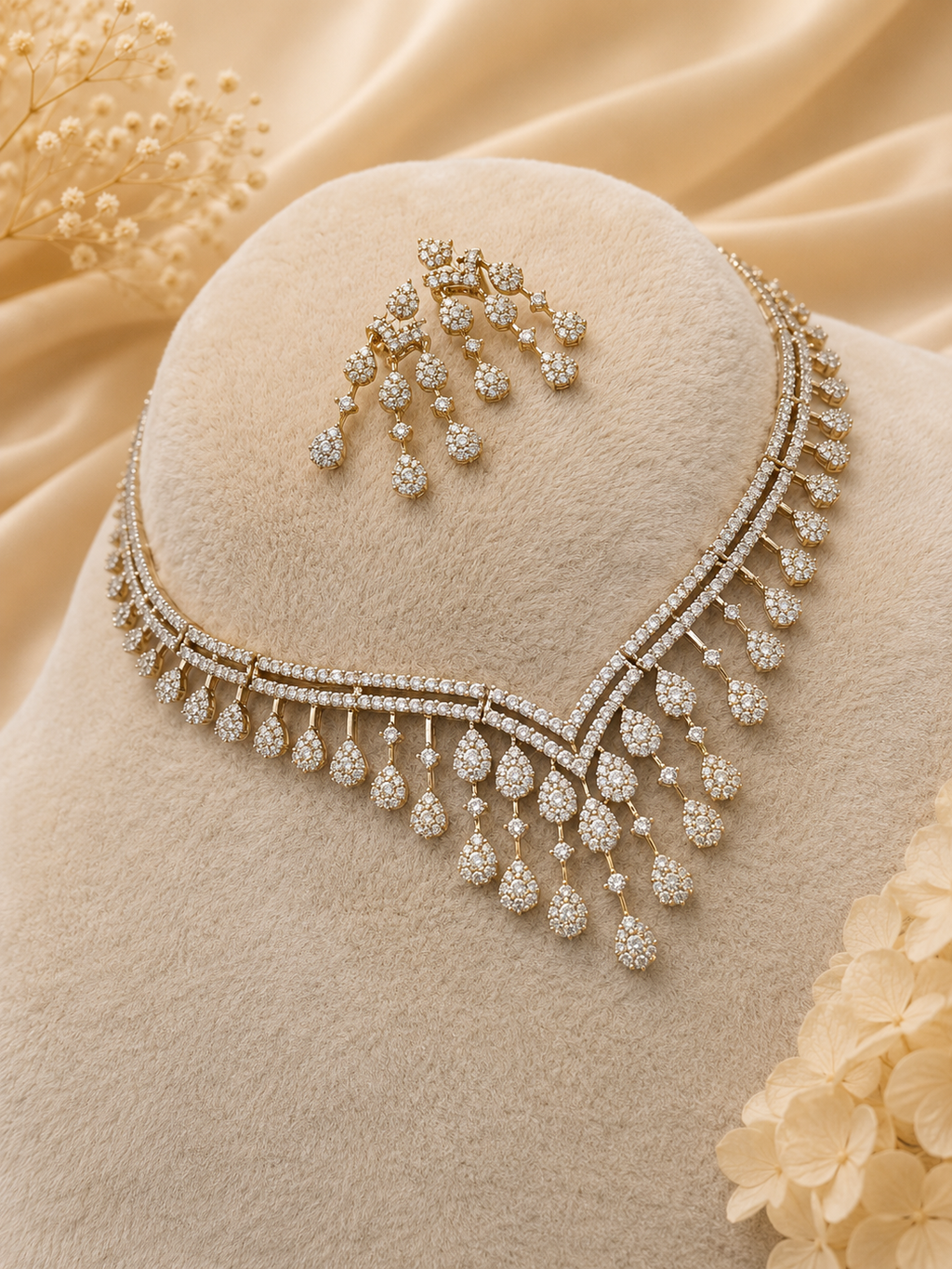 Diamond Cascade Necklace Set