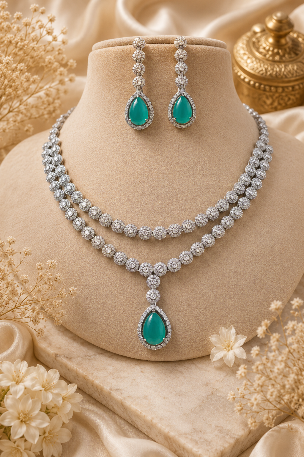 Imperial Emerald Teardrop Layered Set