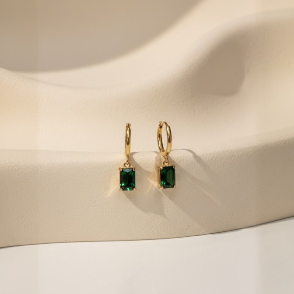Emerald Drop Hoops