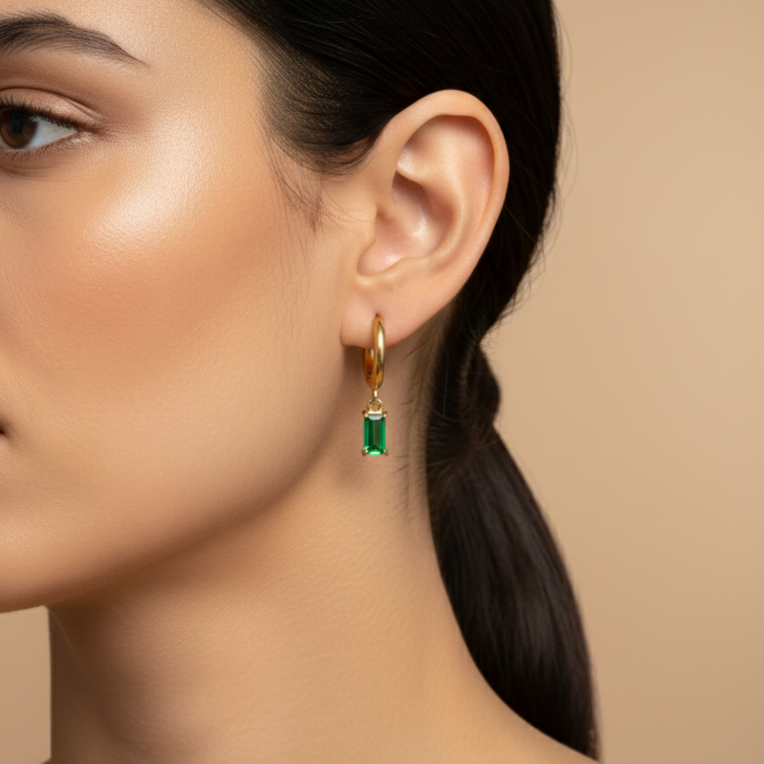 Emerald Drop Huggies - Image 2