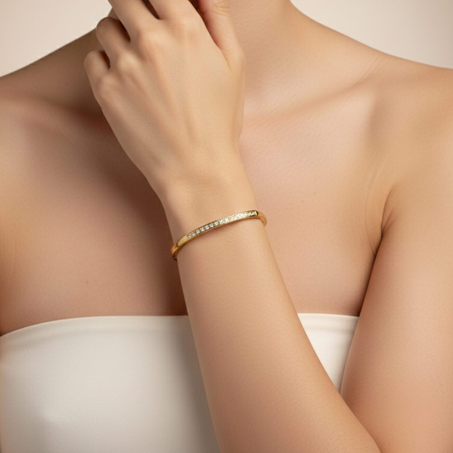Crystal Line Gold Bangle - Image 2