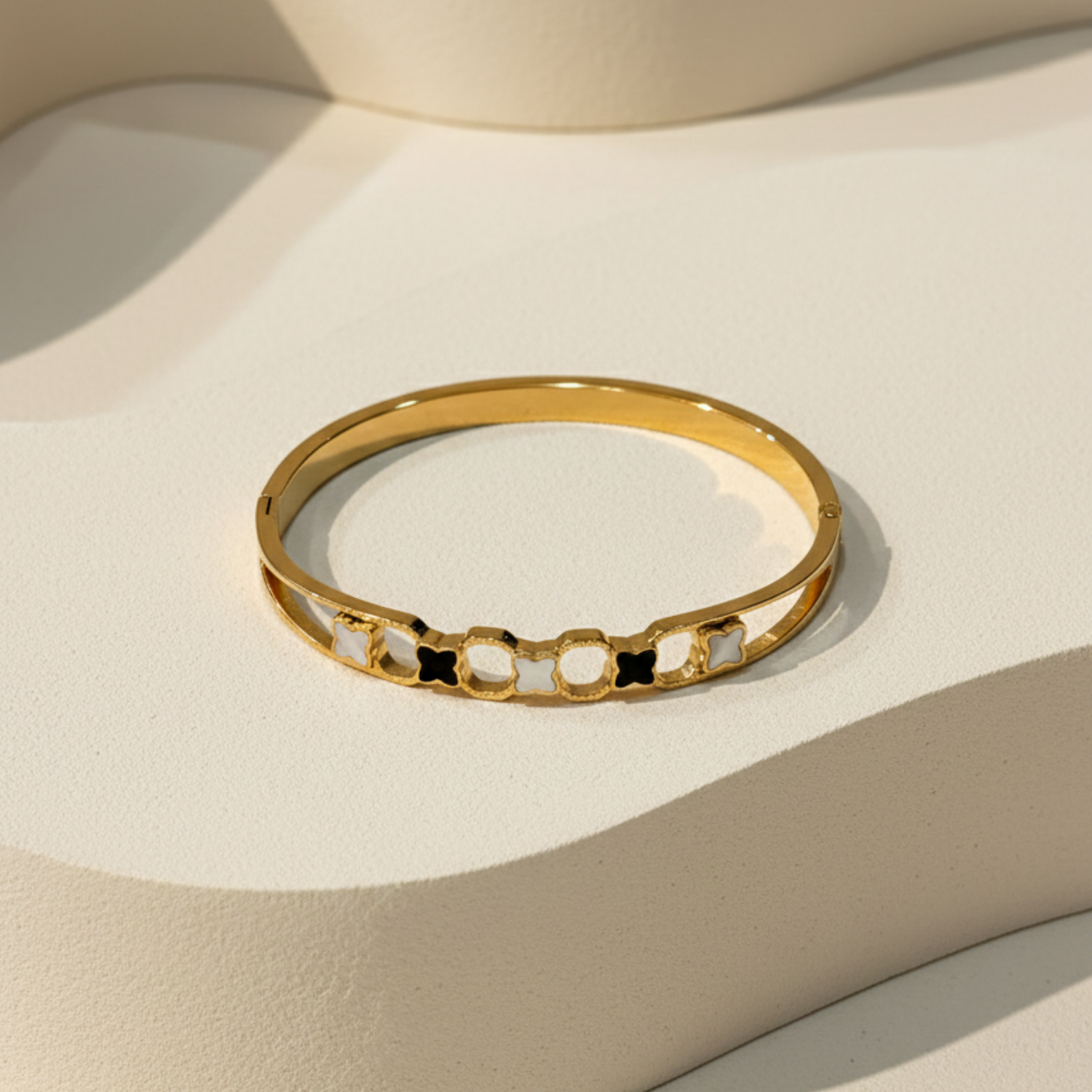 Clover Charm Openwork Bangle