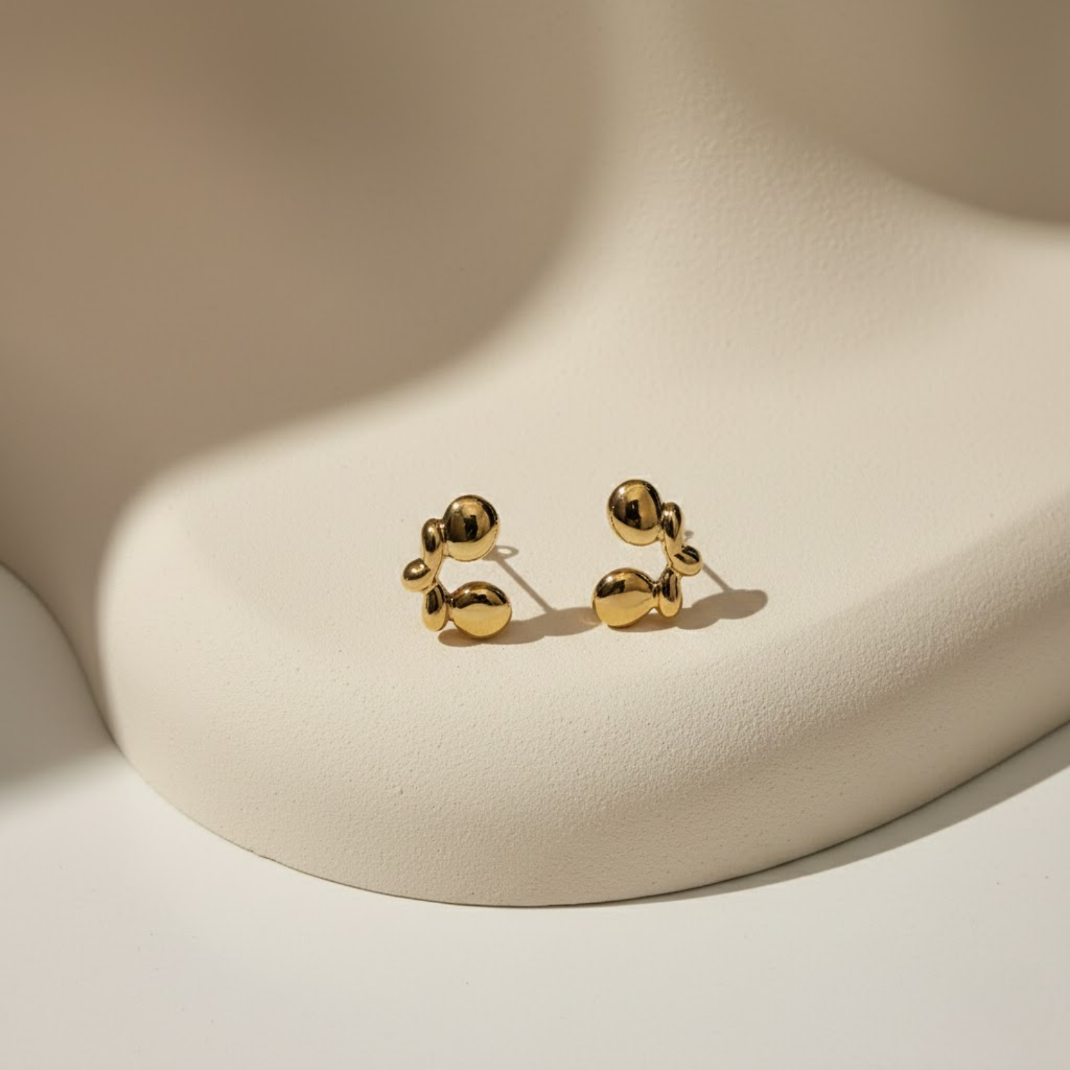 Golden Pebble Stud Earrings
