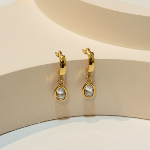 Crystal Teardrop Huggies